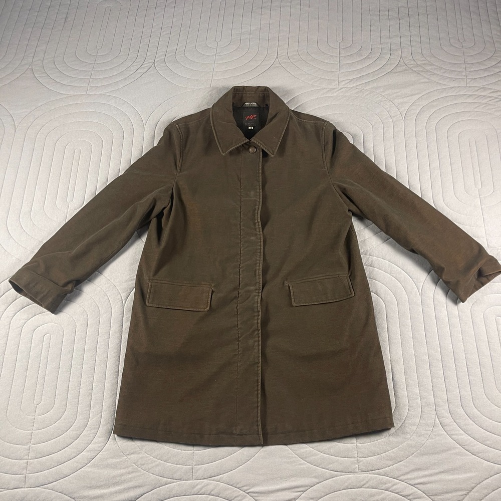 Hilary Radley Womens Coat Size 12 Dress Trench Brown Cotton Blend Jacket Lined